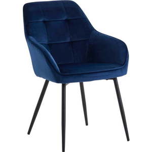 Tmavě modré sametové jídelní židle v sadě 2 ks s područkami Nolan Square – Unique Furniture obraz