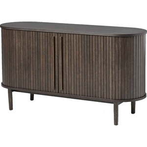 Hnědá komoda v dekoru dubu s posuvnými dveřmi 140x76x45 cm Meta – Unique Furniture obraz