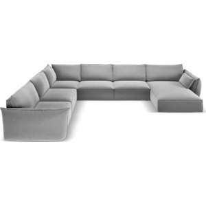 Světle šedá sametová rohová pohovka (levý roh/do "U") Vanda – Mazzini Sofas obraz
