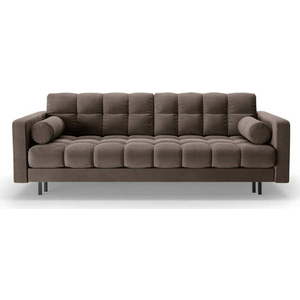 Hnědá sametová rozkládací/s úložným prostorem pohovka 222 cm Bali – Cosmopolitan Design obraz