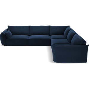 Tmavě modrá sametová rohová pohovka Vanda – Mazzini Sofas obraz