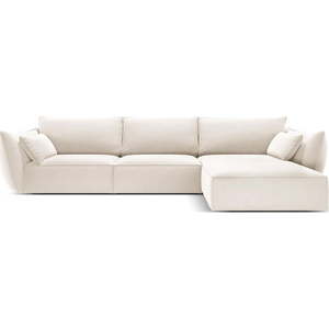 Béžová sametová rohová pohovka (pravý roh/s lenoškou) Vanda – Mazzini Sofas obraz