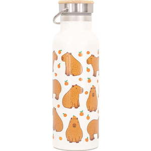 Hnědá/krémová cestovní nerezová lahev 425 ml Capybara – Sass & Belle obraz