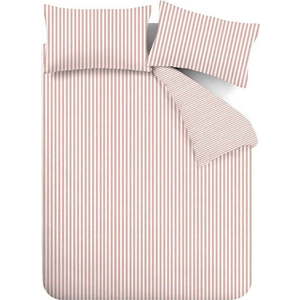 Růžové flanelové povlečení na dvoulůžko 200x200 cm Stripe – Catherine Lansfield obraz
