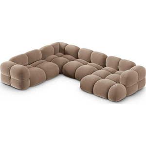 Hnědá sametová rohová pohovka (levý roh/do "U") Loretto – Cosmopolitan Design obraz