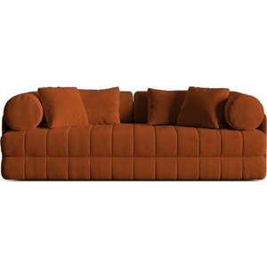 Sametová rozkládací pohovka v terakotové barvě 206 cm Kemi – Cosmopolitan Design obraz