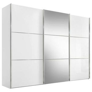 Moderano ŠATNÍ SKŘÍŇ SE ZRCADLEM, bílá, 298/222/68 cm obraz