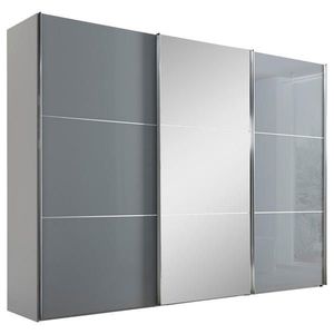 Moderano ŠATNÍ SKŘÍŇ SE ZRCADLEM, bílá, světle šedá, obraz