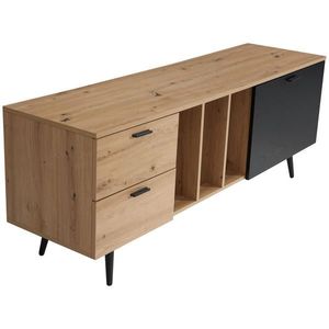 Livetastic NÍZKÁ KOMODA, černá, barvy dubu, 150/55/40 cm obraz