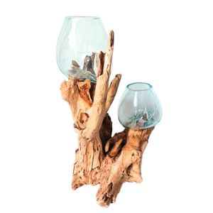 Ambia Home VÁZA, dřevo, sklo, 40 cm obraz