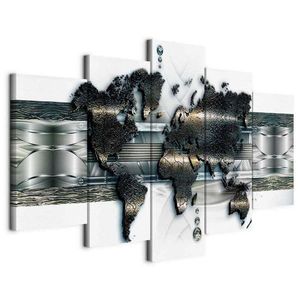 artgeist MALBA NA PLÁTNĚ, abstraktní, mapa světa, 100/50/1.2 cm obraz