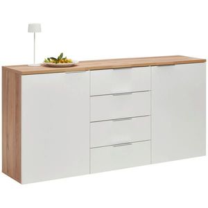 Xora ŠIROKÁ KOMODA, barvy dubu, vysoce lesklá bílá, 180/89/43 cm obraz