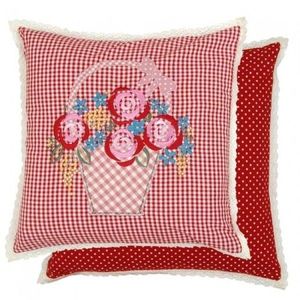 Povlak na polštář Flower Basket red s výšivkou - 40*40cm FB20R obraz