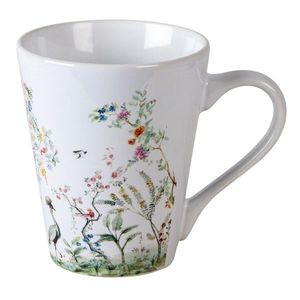 Květovaný hrneček s jeřábem královským - Ø 9*10 cm / 300 ml BIPMU obraz