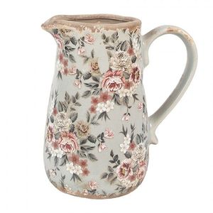 Zelený keramický dekorační džbán s květy Floria M - 16*12*18 cm 6CE1965M obraz