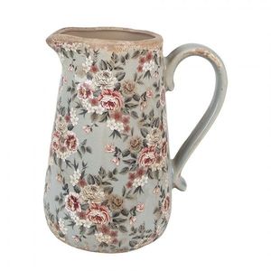 Zelený keramický dekorační džbán s květy Floria L - 21*15*23 cm 6CE1965L obraz