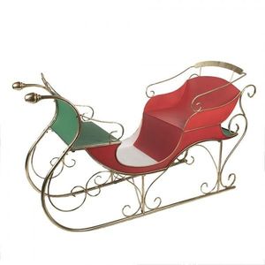 Červeno-zlaté veliké kovové sáně Christmas Sleigh - 169*67*106 cm 5Y1374 obraz