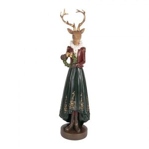 Vánoční dekorace figurka jelení dáma s věnečkem - 9*8*37 cm 6PR5409 obraz