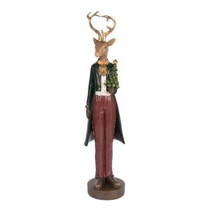 Vánoční dekorace figurka jelení muž se stromečkem - 9*9*37 cm 6PR5408 obraz