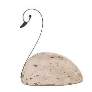 Bílá antik dřevěná dekorace Labuť Swan Rustic L - 25*11*27 cm 6H2433L obraz