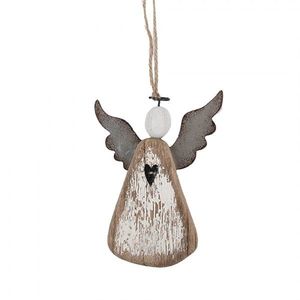 Závěsná dřevěná figurka anděl se srdíčkem Angel Rustic - 9*2*13 cm 6H2429 obraz