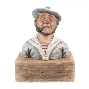 Dekorace figurka námořník s fajfkou na podstavci Rustic - 19*11*24 cm 6H2426 obraz