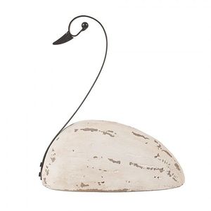 Bílá antik dřevěná dekorace Labuť Swan Rustic M - 17*8*19 cm 6H2433M obraz
