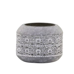 Zinkový antik kovový svícen zdobený květy Aiglé - Ø 10*8 cm 71090500 obraz