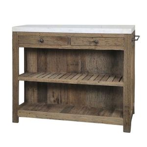 Hnědý dřevěný servírovací stůl s mramorovou deskou Grimaud - 130*60*97 cm 40055300 obraz