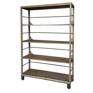 Přírodní dřevěný regál na kolečkách se 4 policemi Bellona - 150*48*200 cm 40054300 obraz