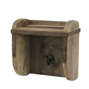 Hnědá dřevěná polička s háčkem z cihlové formy Grimaud - 14*8*15 cm 41081300 obraz