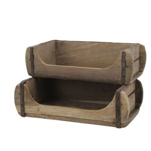 Hnědá dřevěná polička z cihlové formy Grimaud - 30*20*20 cm 41081400 obraz