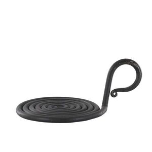Černý antik kovový svícen pro sloupovou svíčku Spirel - Ø 10*6 cm 71142224 obraz
