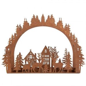 Rezavý kovový vánoční svícen na 4 čajové svíčky Brocante rust - 32*9*23 cm 6Y5939 obraz