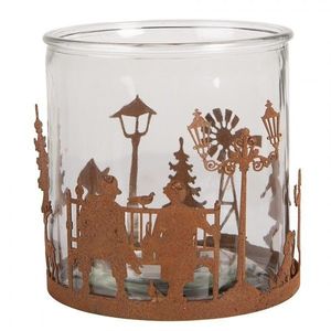 Rezavý kovový vánoční svícen Brocante rust - Ø 15*15 cm 6Y5938 obraz