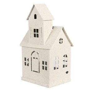Béžový antik kovový svícen domek Vintage House - 18*14*31 cm 6Y5933 obraz