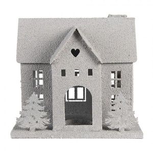 Šedý antik kovový svícen domek Vintage House - 26*17*24 cm 6Y5932 obraz