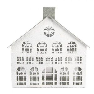 Bílý antik kovový svícen domek Vintage House - 34*16*34 cm 6Y5931 obraz