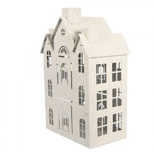 Béžový antik kovový svícen domek Vintage House - 26*16*40 cm 6Y5930 obraz