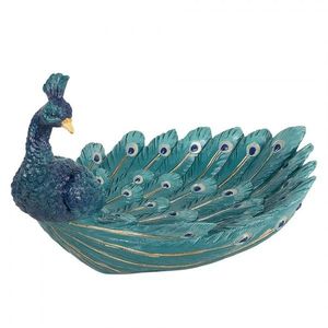 Tyrkysová dekorace šperkovnice miska páv Peacock - 30*19*16 cm 6PR5800 obraz