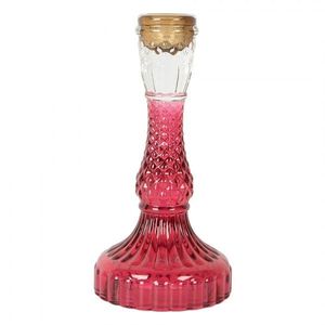 Růžový skleněný svícen na úzkou svíčku Colorful Garden - Ø 9*17 cm 6GL5345 obraz