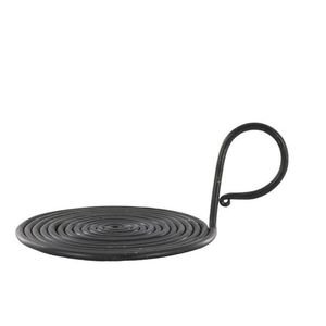 Černý antik kovový svícen pro sloupovou svíčku Spirel - Ø 17*10 cm 71142424 obraz