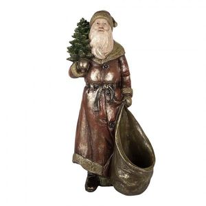 Vánoční dekorace figurka Santa s pytlem na dárky a stromkem - 24*17*47 cm 6PR5590 obraz