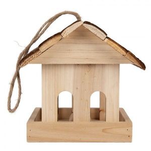 Přírodní dřevěné závěsné krmítko pro ptáčky - 19*18*19 cm 6H2454 obraz