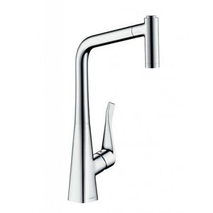 HANSGROHE Metris New Dřezová baterie s výsuvnou sprškou, chrom 14820000 obraz