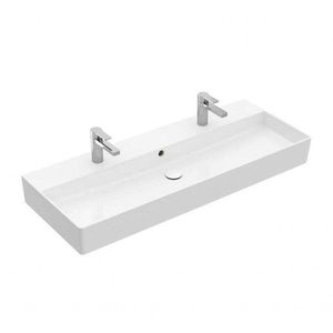 VILLEROY & BOCH Memento 2.0 Dvojumyvadlo 120x47 cm, s přepadem, 2 otvory pro baterii, alpská bílá 4A22C401 obraz