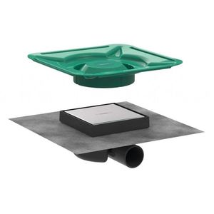 HANSGROHE RainDrain Spot Podlahová vpusť s roštem 15x15 cm, pro dlažbu, kartáčovaná nerez 56112800 obraz