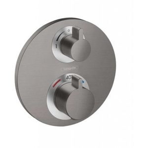 HANSGROHE Ecostat S Termostatická baterie pod omítku pro 2 spotřebiče, kartáčovaný černý chrom 15758340 obraz