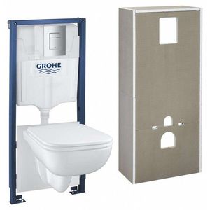 GROHE Solido+ Set předstěnové instalace, klozetu Start Edge Ceramic a sedátka, softclose, rimless, tlačítka Even, chrom 36532000 obraz