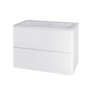 Mereo Siena, koupelnová skříňka s umyvadlem z litého mramoru 81 cm, bílá lesk CN411M obraz